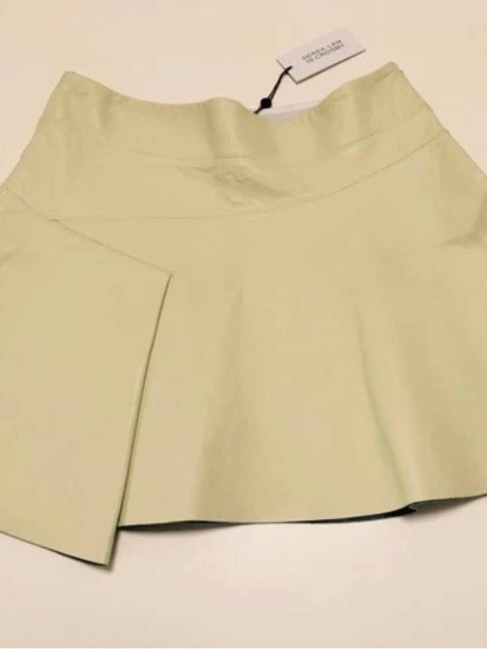 10 Crosby Derek Lam Pale Citrus Yellow Leather Skater Mini Skirt